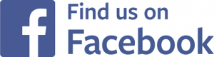 Facebook logo with words &quot;Find us on Facebook&quot;