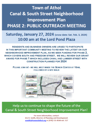 Canal & South Street Neighborhood Improvement Plan Public Outreach Meeting Flyer