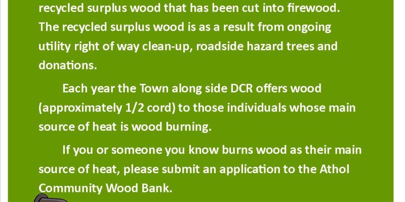 Athol Community Wood Bank flyer and application